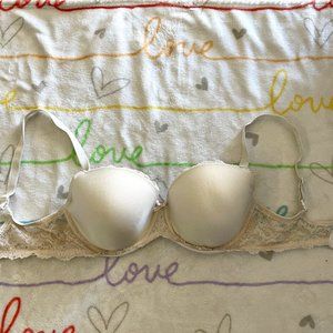 Victorias Secret VS White Dream Angles Lined Demi Lace Bra sz 34DDD